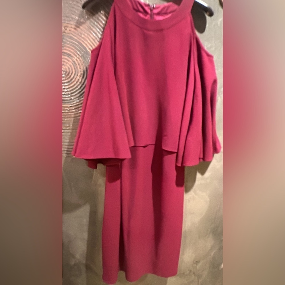 NWT Adrianna Papell dark red cold shoulder midi Dress size 14W